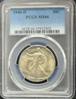 1946-D Walking Liberty Half Dollar PCGS MS66, Bright, Beautiful Coin
