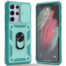 For Samsung Galaxy S21 S21 Ultra S21FE Heavy Duty Case Lens Stand Magnetic Cover