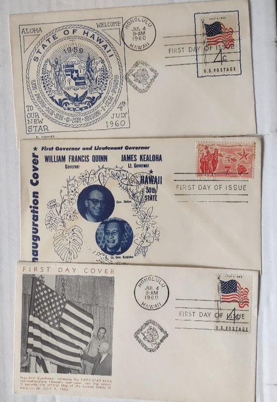 Vintage HAWAII 1959 STATEHOOD ENVELOPES - stamped first day of issue