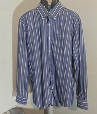 Lacoste 42 Men  s Size L Long Sleeve Shirt Blue White Stripe Cotton Vintage 90s
