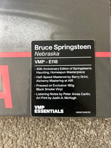 BRUCE SPRINGSTEEN NEBRASKA VMP E118 RARE COLOUR 12” VINYL ALBUM LP & PRINT - Picture 2 of 3