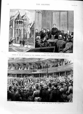 Old Antique Print 1886 Gounod Mors Vita Albert Hall Cambridge University 19th