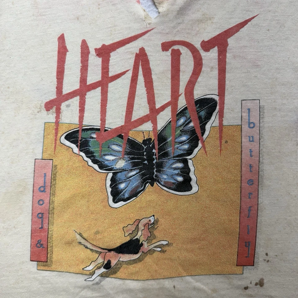 Camiseta Heart Dog And Butterfly 1979 Vintage Band Tour años 70 corte envejecido talla S Foto 2 de 4