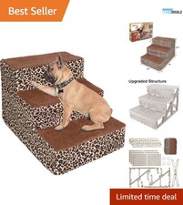 Stylish Foldable Pet Stairs with Non-Slip Steps   Supports Pets Up to 50 lbs