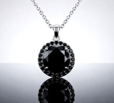 12 Ct Black Diamond Pendant With Black Diamond Accents  Free Tariffs  Studs