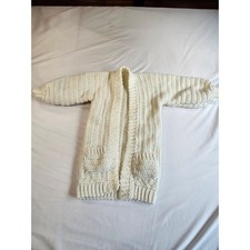 Handmade Kids Cream White Crochet Cardigan Sweater Longline Size 5/6