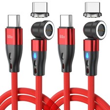 60W Magnetic USB C Cable 2pcs C to C Fast 6.6ft 2, red