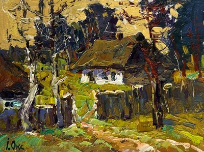 Oil Painting Houses Near The Forest O. Ivanyuk Unframed Original nAAA4509