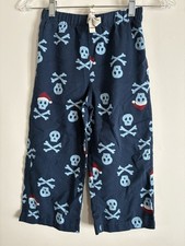 Gap Kids Boys Christmas Skull Cross Bones 100 Polyester Pull On PJ Pants Navy 4