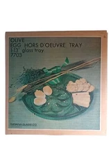 Olive Egg Hors D'oeuvre Tray 1-13"Glass Tray 7703 With Original Box Vintage No C