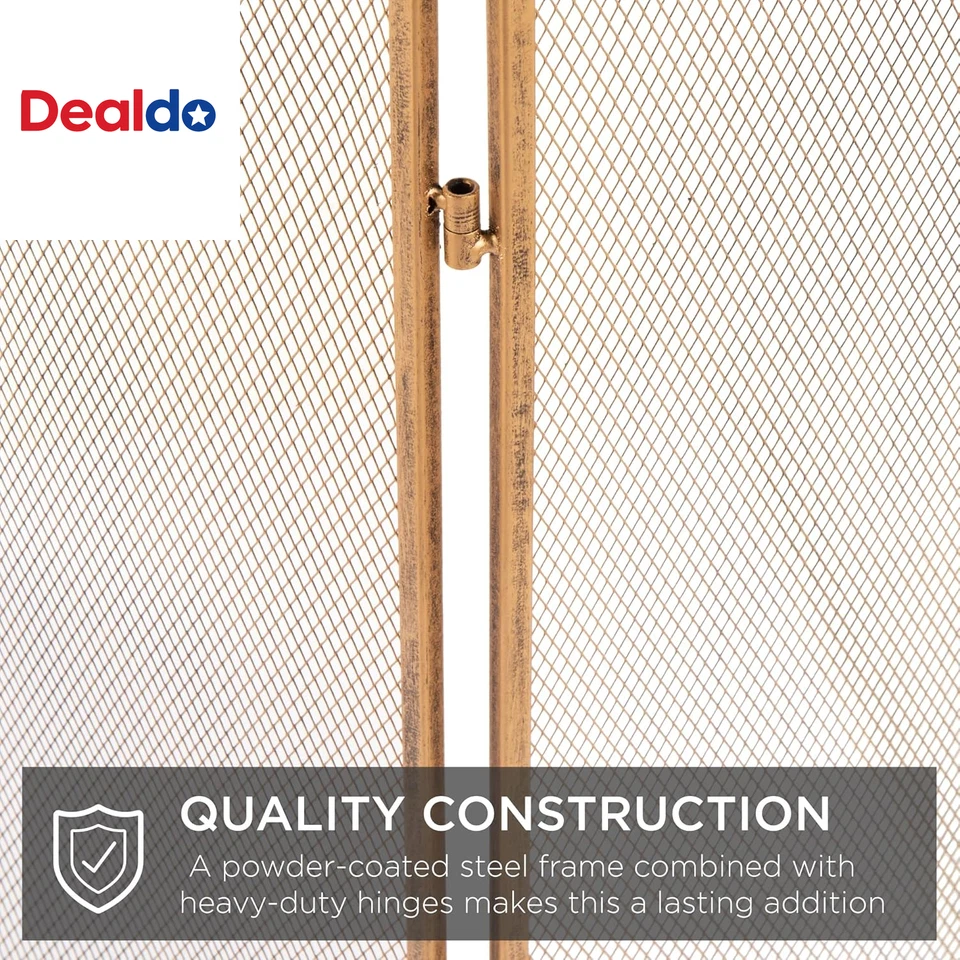 Pantalla de chimenea de malla de acero simple de 3 paneles 47,5 X 27,25 pulgadas, rejilla protectora contra chispas contra incendios Foto 4 de 4