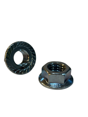 100 Pcs 1/4-20 Grade 5 Serrated Flange Whiz Lock Nuts Coarse Zinc Clear