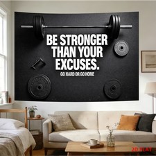 2D Flat, 1 Large Weightlifting Tapestry Wall Decor - Fitness Motivational Gym