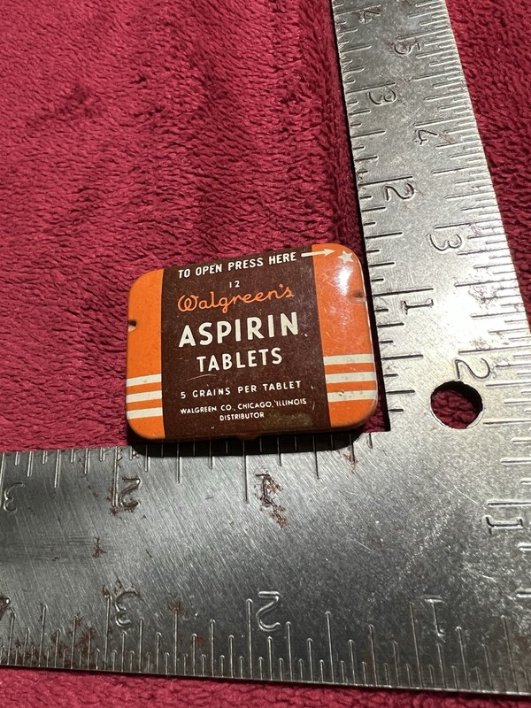Vintage Walgreen's Empty Aspirin Tablets Tin.