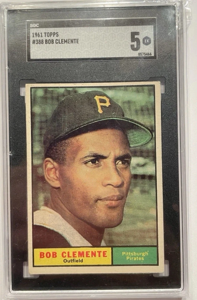 🔥⬛️Bob ROBERTO CLEMENTE🟨🔥1961 Topps #388 EX SGC 5 Piratas de la corte de colección Foto 4 de 4