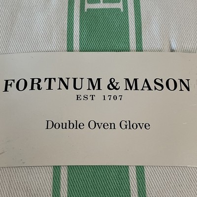 Fortnum Mason Logo Stripe Double Oven Glove Mitt- blue&white New 