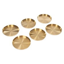 6 Pieces Round Serving Trays Stainless Steel Table Tray Gold Decorative Tray US