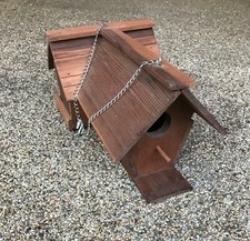 Cedar Birdhouse Feeder with Perch Hanging
