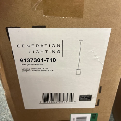 Generation Lighting Elmwood Park 1 Light Mini-Pendant, Bronze/Etch - 6137301-710 - Picture 2 of 5