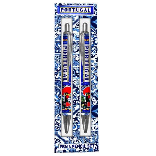 Traditional Portuguese Tiles Souvenir from Portugal Pen and Pencil Set