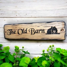 Personalized Sign | Custom Engraved Plaque, Rustic Wooden Nameplate, Farmhouse S