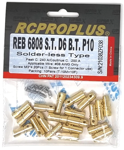RCPROPLUS D6 BT Solder-less Connector 6mm (10M-10F) - Picture 2 of 2
