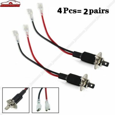4X H3-To-H1 Connection LED Headlights Conversion Adapter Sockets Wiring HID Mods