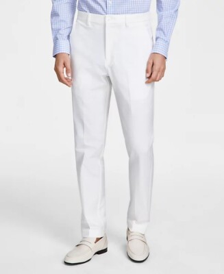 Michael Kors Men's Classic Fit Stretch Pants 38 x 30 NWT Off White Flat Front MK