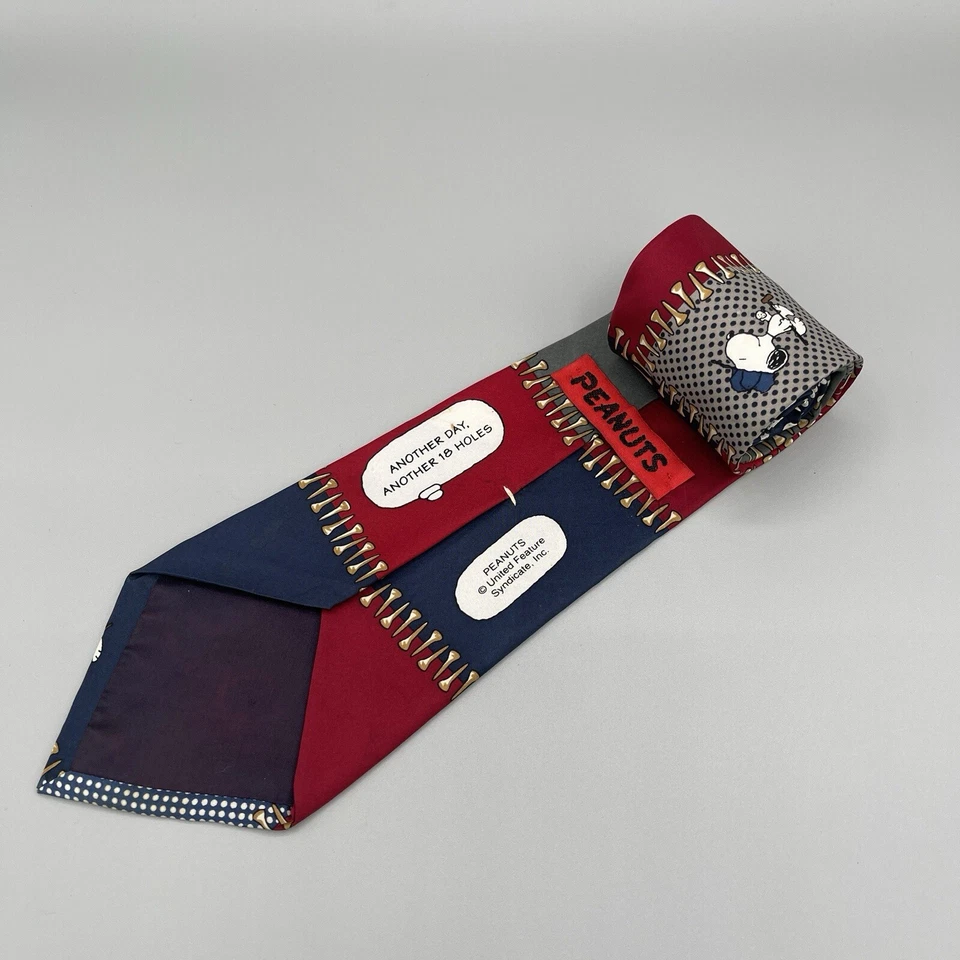 Camiseta de golf vintage Peanuts Snoopy cuello corbata 100 % seda hecha en EE. UU. multicolor Foto 3 de 4
