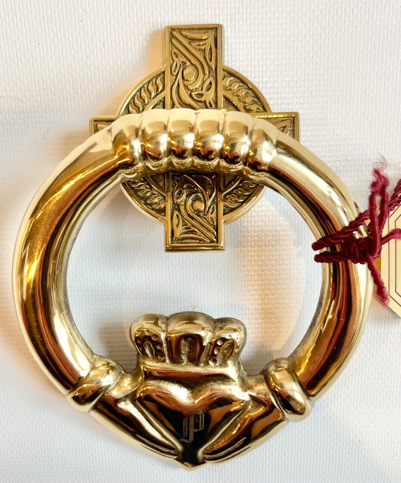 Solid Brass Irish Claddagh Celtic Cross Door Knocker Made in Spain NIB