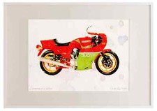 A3 Photo Frame Ducati 900MHR 1980 Watercolour Print Ltd Edition