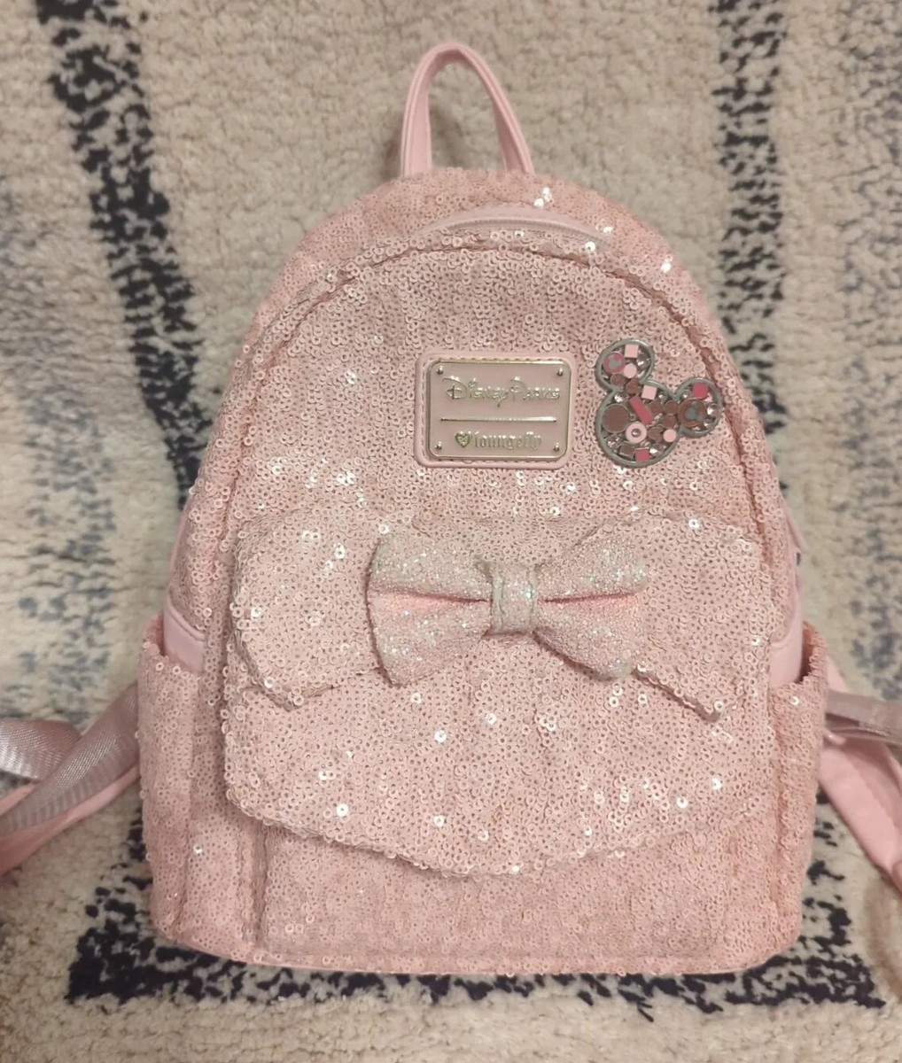 Loungefly Disney Minnie Mouse Parks Millennial Pink Sequin Mini