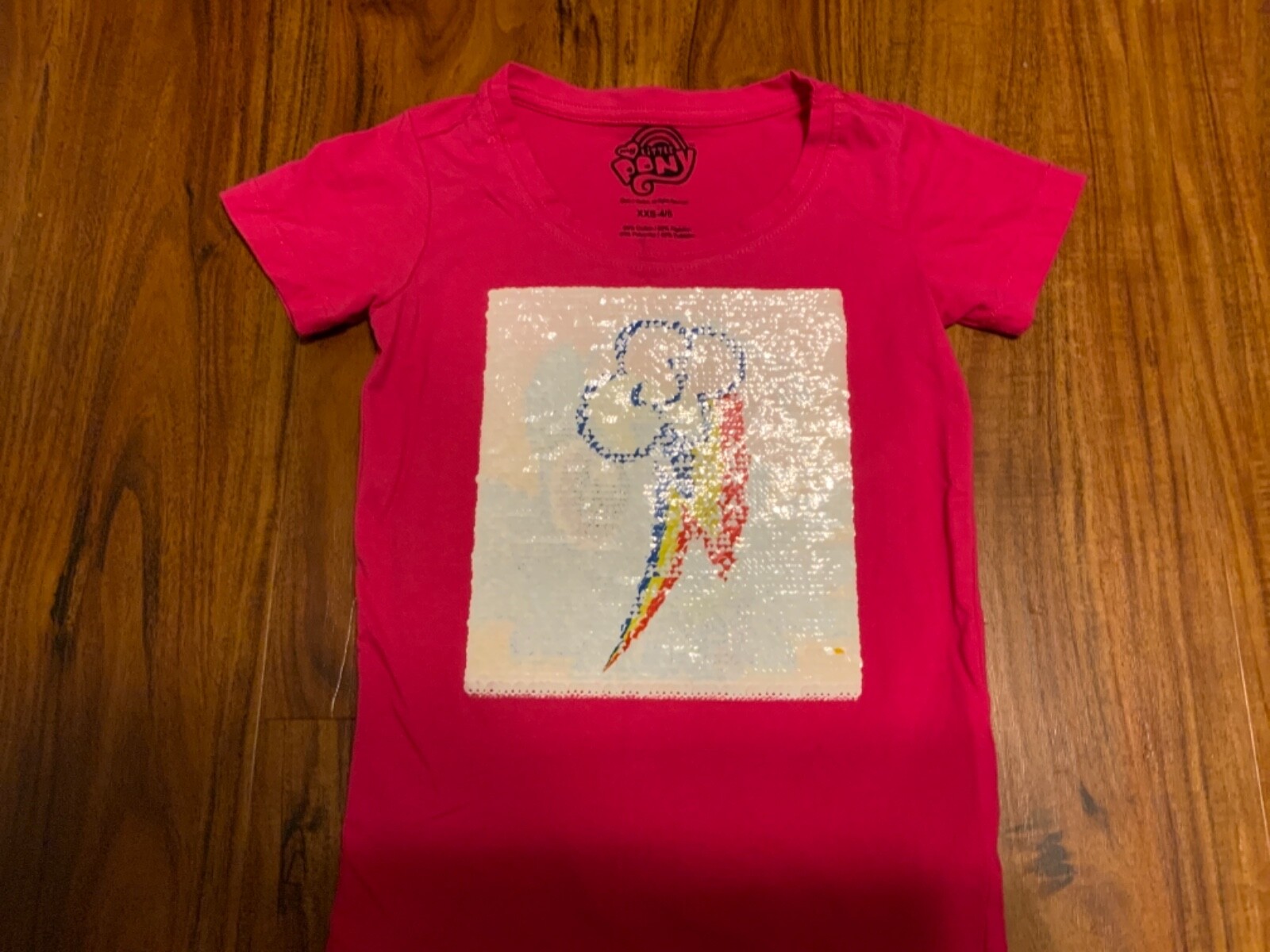 Camicia tunica My Little Pony Rainbow Dash XS (4 5) bambina con paillettes