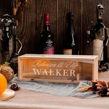 Engraved Clear Lid Wooden Wine Box
