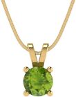 Yellow Gold Solitaire Pendant Without Chain 0.50 Ctw Natural Peridot 14K Solid