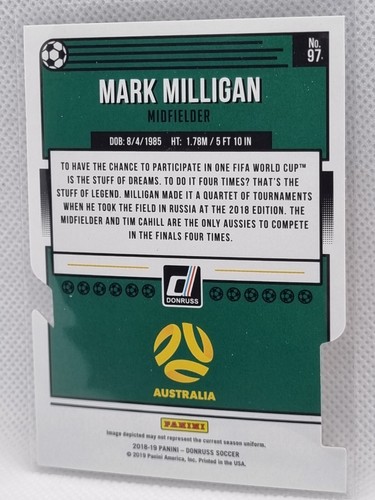 Mark Milligan Australia Donruss 2018-19 Press Proof Silver 100/100 Last One 1/1! - Picture 3 of 3
