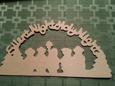 Wood Christmas Cutout - SILENT NIGHT HOLY NIGHT arch with carollers to paint