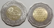 Croatia 25 Kuna European Union Accession EU Treaty bimetal 2011 RARE UNC