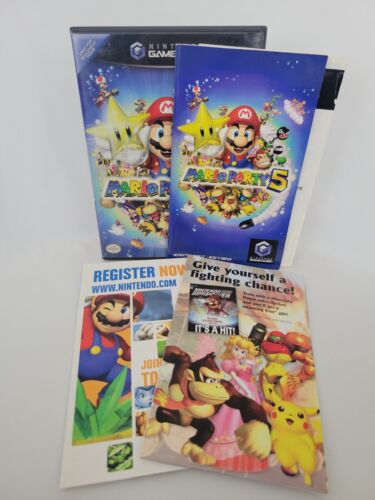 Mario Party 5 Nintendo GameCube Authentic Case Manual and Inserts Only No Game.