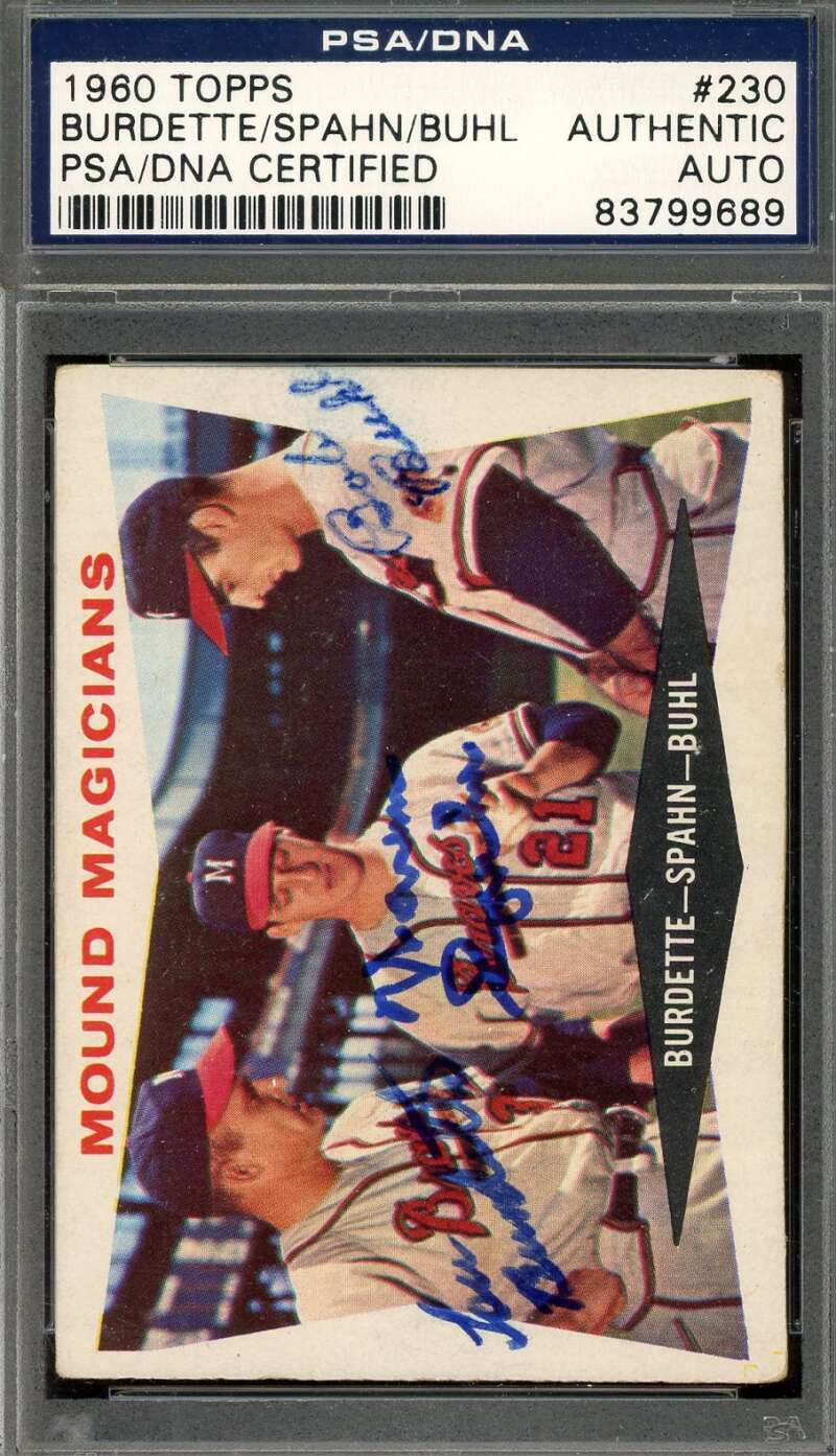 Burdette Spahn Buhl PSA DNA Signed 1960 Topps Mound Magicians Autograph