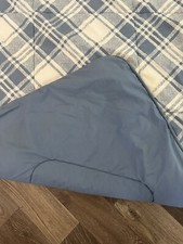 Comforter TWIN soft Blue  White Checkered Reversible solid blue Corded 84"X66"