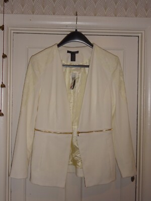 Grace Elements elfenbein creme gefütterte Jacke Blazer Reißverschluss Spitze - Large 14 16 neu mit Etikett