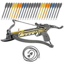 KingsArchery Crossbow Pistol Self Cocking 80 LBS with 24 Plastic Arrows + String