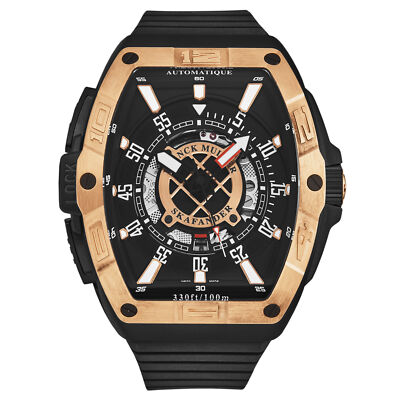 Frank Muller Men's 'SkaFander' Black Dial Black Strap Automatic 46SCSKFBLKBKGD1