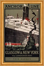 Anchor Line Glasgow New York Londonderry Plakaty żeglugowe A3 273 oprawione