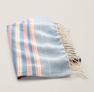 Ralph Lauren Home Collection Hithers Fringe Linen India Slub Throw Blanket $355