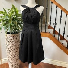 David's Bridal Dress Womens Size 4 Black Y-Neck and Skirt Pleated Midi