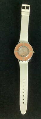 Bijoux Terner Peach & Rhinestone Fashion Watch White Rubber Strap NWOT