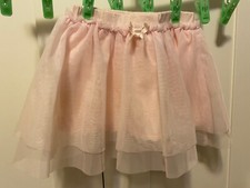 Uniqlo Baby Girls Elastic Waist Layered Tulle Tutu Skirt Size 12-18M Light Pink