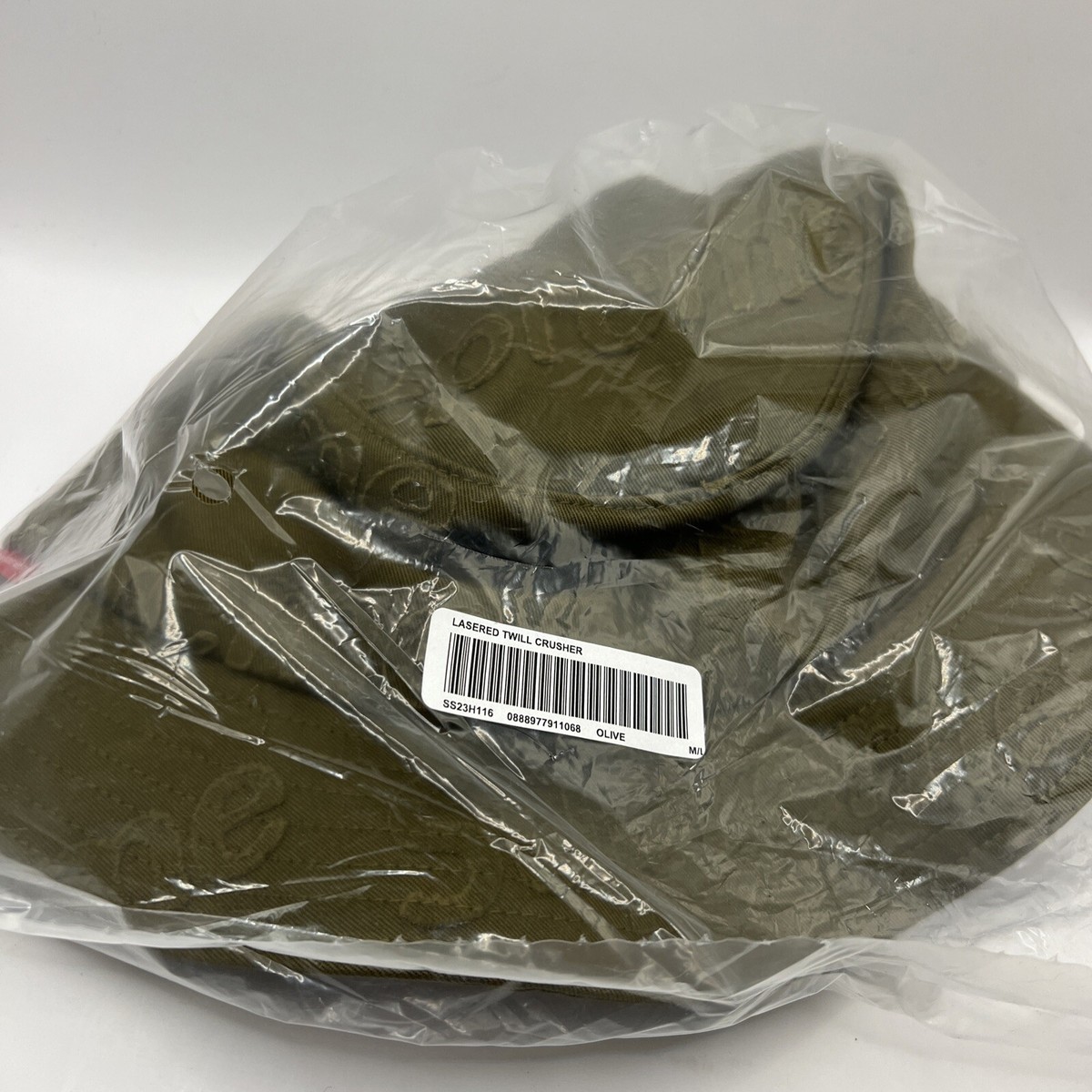帽子 Supreme Lasered Twill Crusher Olive Supreme Lasered Twill Crusher (SS23) - $60